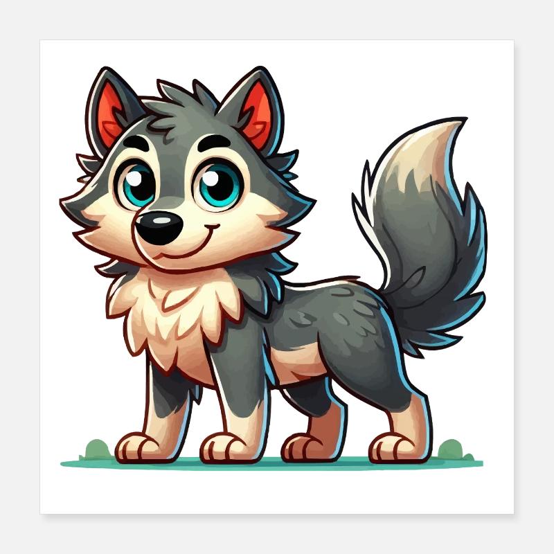 Bande dessinée loup Poster 40 x 40 cm