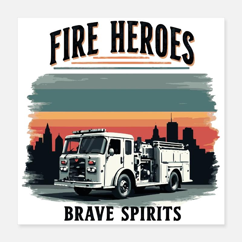 Fire Heroes – Brave Spirits Poster 16" x 16" (40x40 cm)
