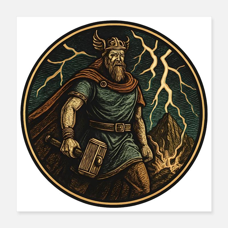 Marteau-Tempête viking Thor Poster 40 x 40 cm