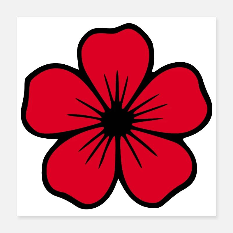 Fleur d’hibiscus Fleur rouge Fleur d’hibiscus Fleur hawaïenne Poster 40 x 40 cm