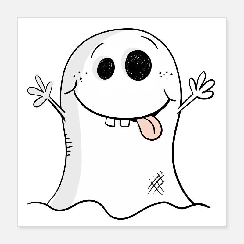 Whimsical Funny Ghost I Halloween Poster 16" x 16" (40x40 cm)
