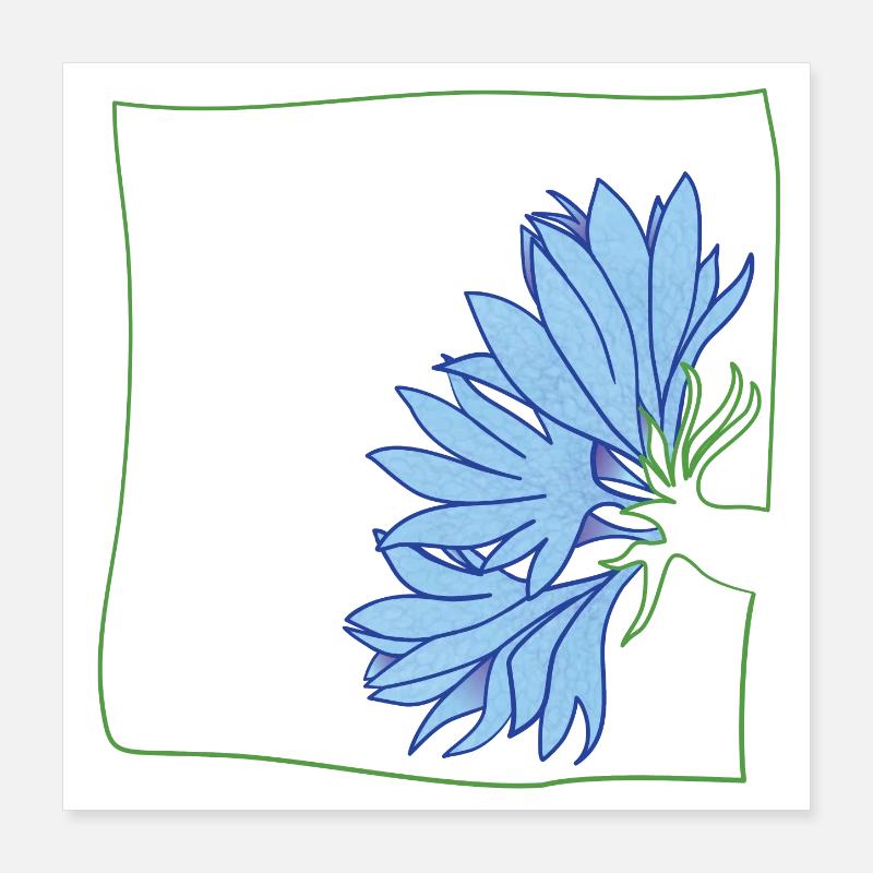 Bleuet minimaliste Poster 40 x 40 cm
