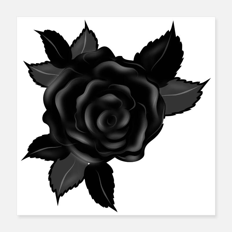 schwarze Gothic Rose Poster 40x40 cm
