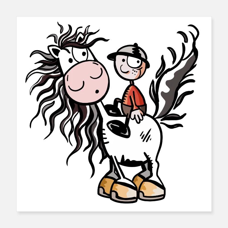 Junge aufm Pferdchen Poster 40x40 cm