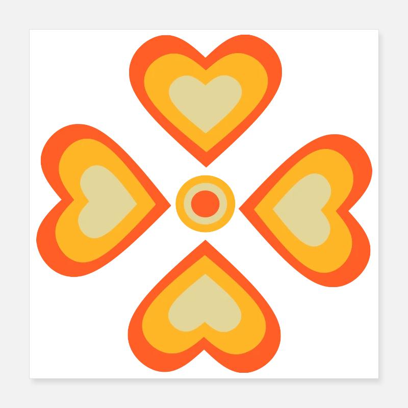 70s Flower Pattern Poster 16" x 16" (40x40 cm)