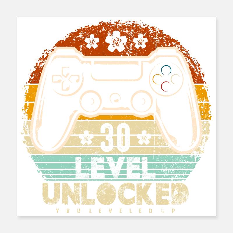 Thirty Unlocked Retro Controller Poster 16" x 16" (40x40 cm)