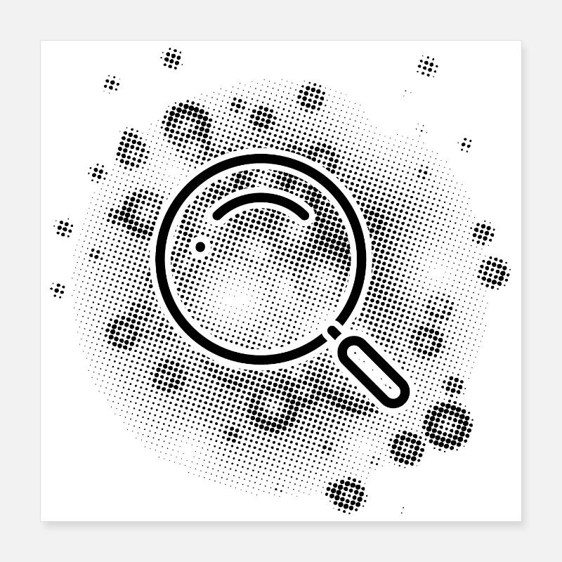 Lupe mit Punkte Hintergrund Poster 40x40 cm