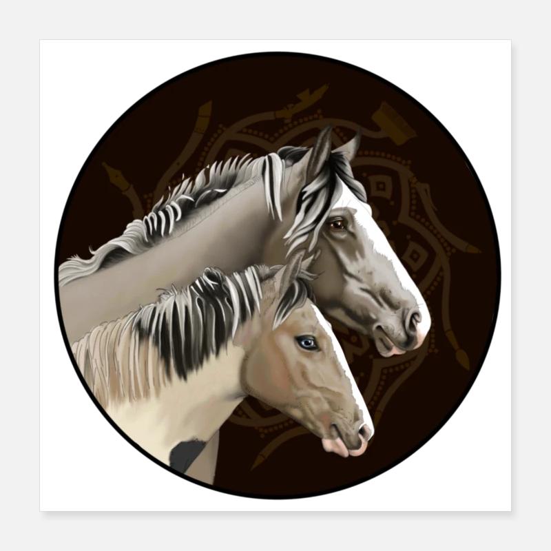 Jumeaux dans le Cercle Mandala Poster 40 x 40 cm