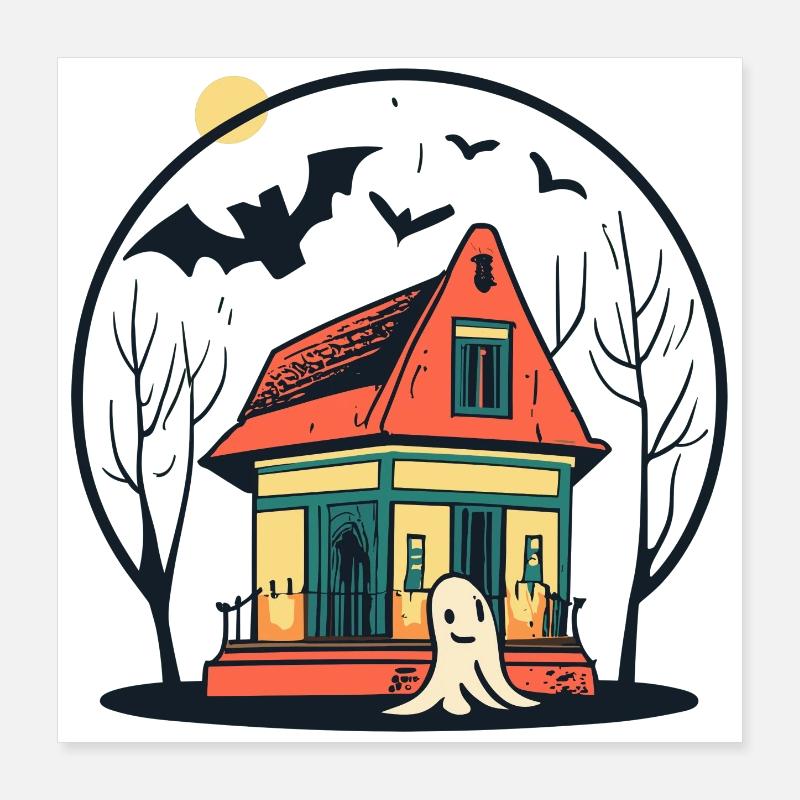 Fantôme de maison hantée Poster 40 x 40 cm