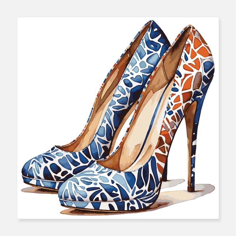 Talons hauts aquarelle : conception de chaussures colorées Poster 40 x 40 cm