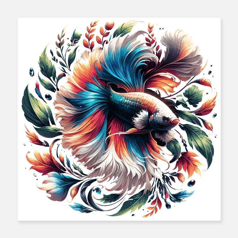 Betta siamois, Betta splendens, Bettafan Poster 40 x 40 cm