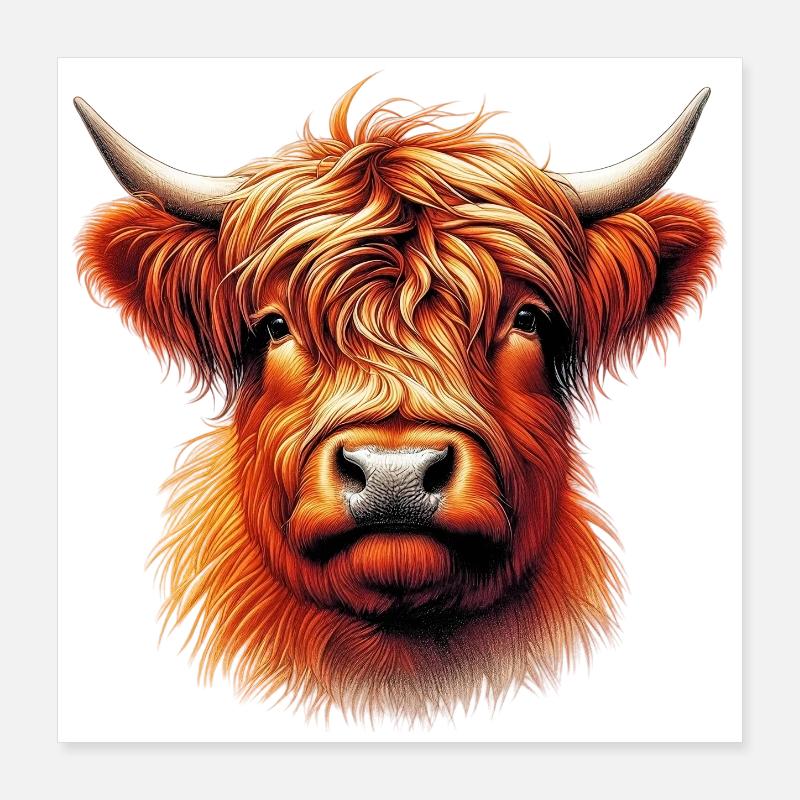 Vache écossaise des Highlands Poster 40 x 40 cm