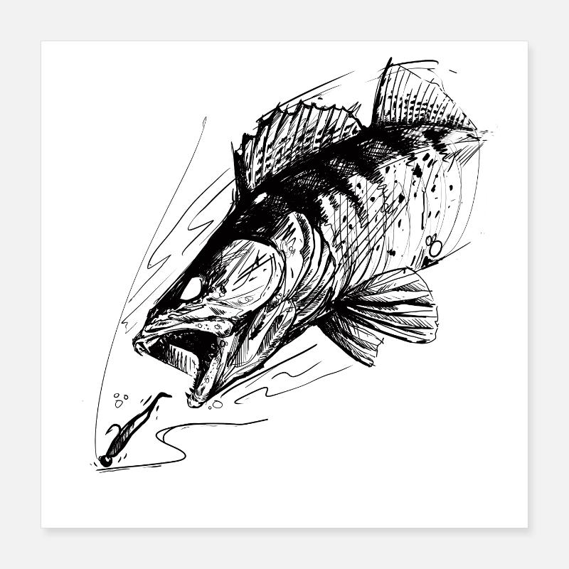 Poisson de vie ! - T-shirt de pêche Zander Attack 2 Poster 40 x 40 cm
