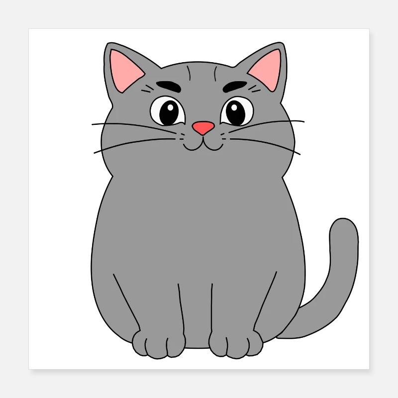 Chat gris Poster 40 x 40 cm