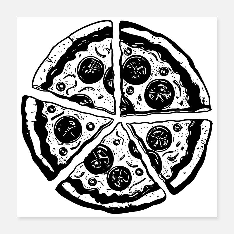 Pizza Drawing Poster 16" x 16" (40x40 cm)