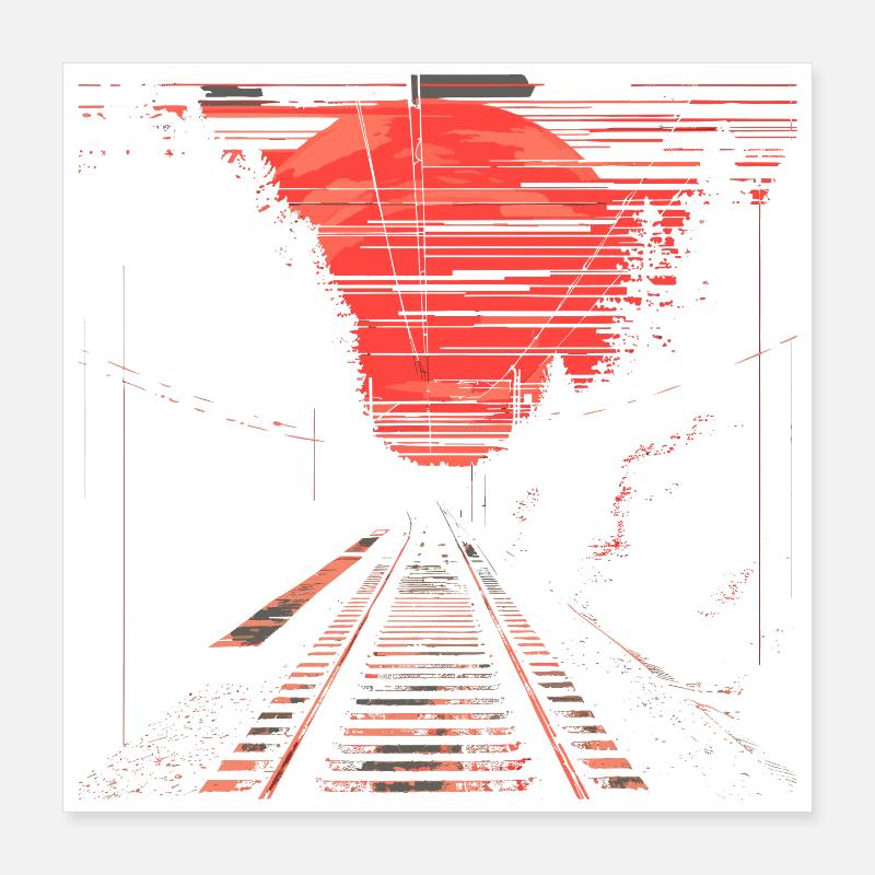 Railway Illustration Poster 16" x 16" (40x40 cm)