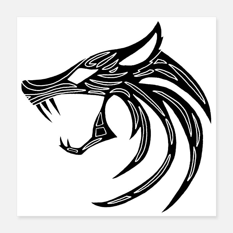 Schwarzer dämonischer Wolf Poster 40x40 cm