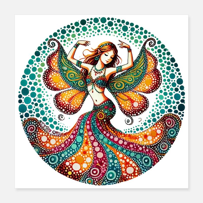 Vibrant Butterfly Belly Dancer Poster 16" x 16" (40x40 cm)