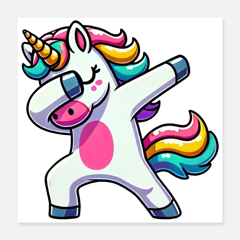Dabbing Einhorn Dab Unicorn Mädchen Einhörner Poster 40x40 cm