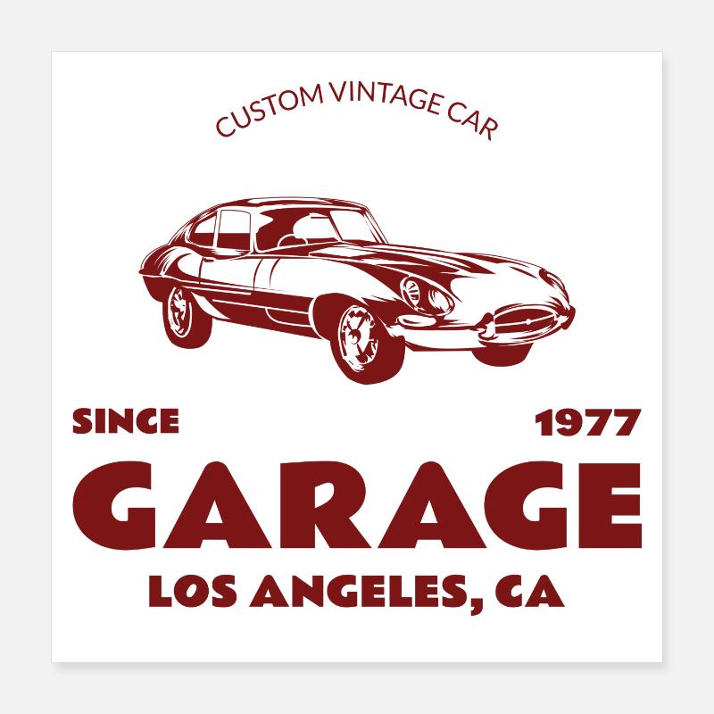 Custom Oldtimer – Garage Los Angeles Poster 40x40 cm