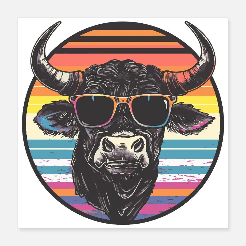 Bison décontracté avec lunettes de soleil Poster 40 x 40 cm