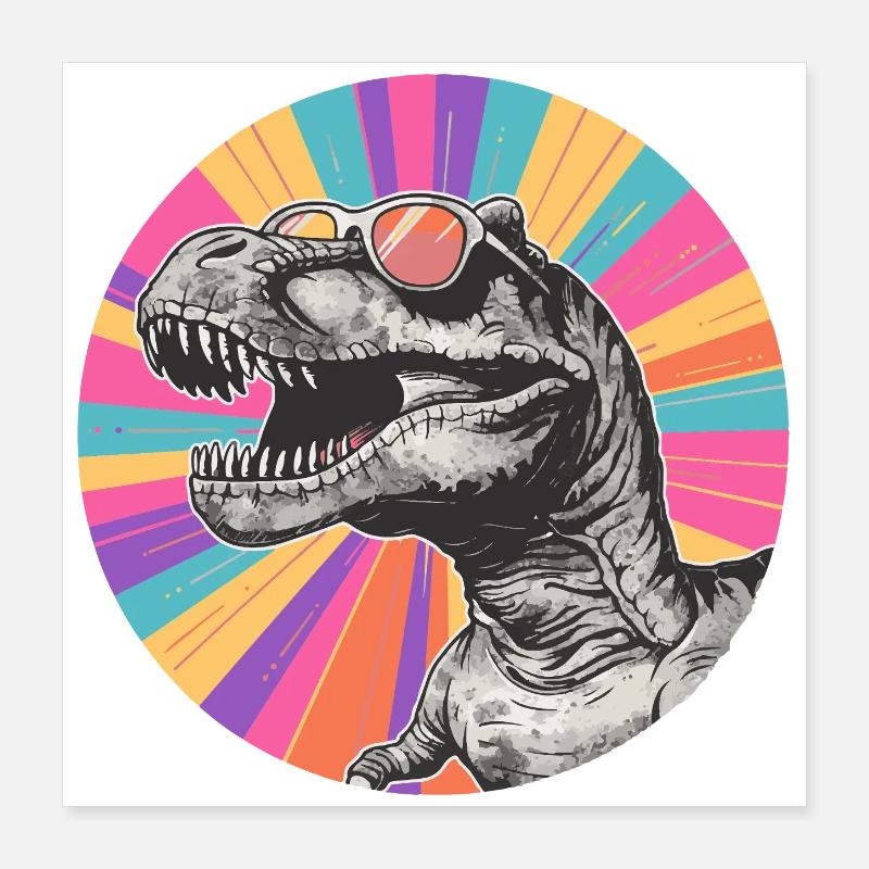 Dinosaurier Comic mit Sonnenbrille Poster 40x40 cm