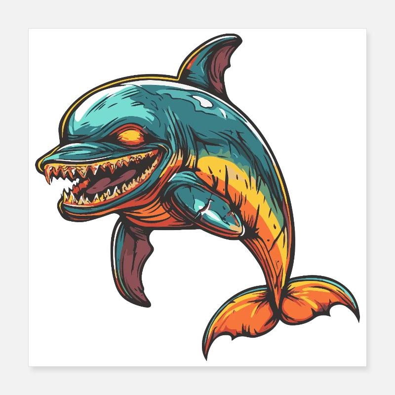 Dolphin Zombie Poster 16" x 16" (40x40 cm)
