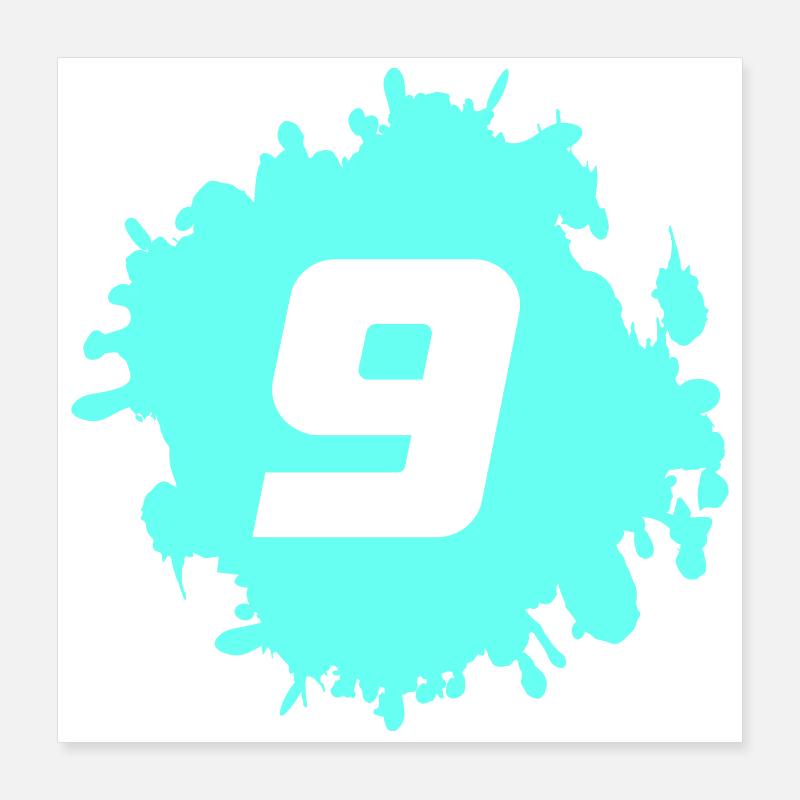 Nine Cyan Splash Graphics Poster 16" x 16" (40x40 cm)