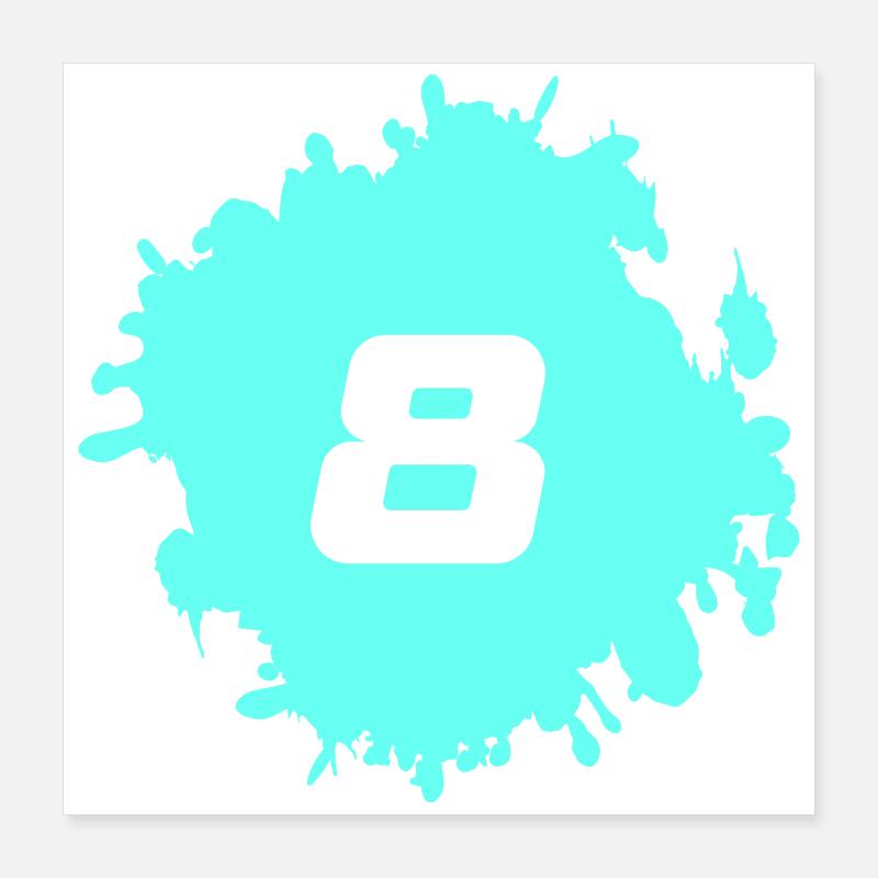 Neon Eight Splatter Design Poster 16" x 16" (40x40 cm)