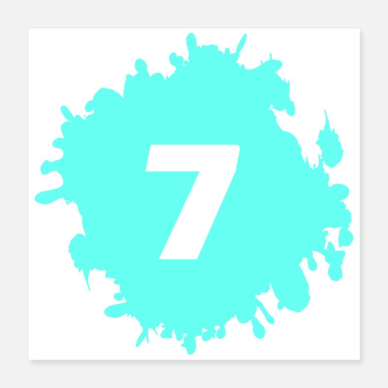 Cyan Splash Nummer 7 Poster 40x40 cm