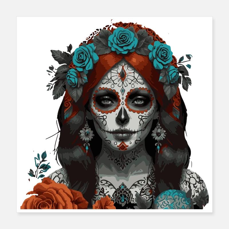Sugar Skull Queen Portrait Poster 16" x 16" (40x40 cm)