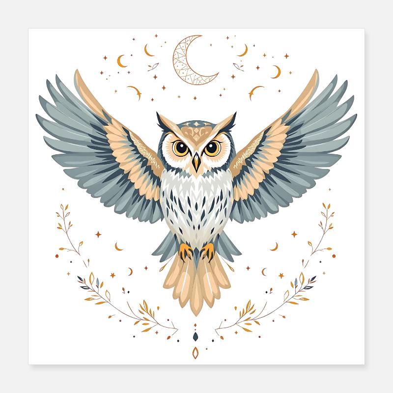 Boho Owl Poster 16" x 16" (40x40 cm)