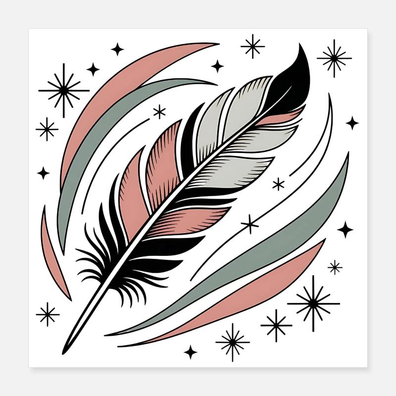 Boho Soul Feather Poster 16" x 16" (40x40 cm)