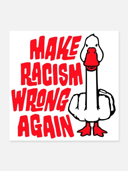 Goose Make Racism Wrong Again Middle Finger Activist - Poster 16" x 16" (40x40 cm) - white - Front