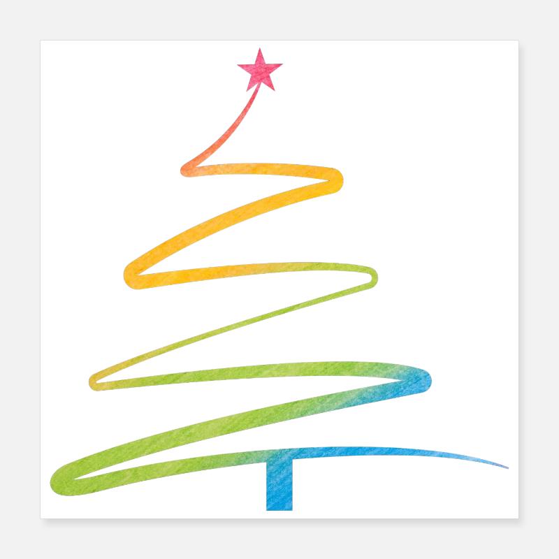 Arbre de Noël en spirale arc-en-ciel Poster 40 x 40 cm