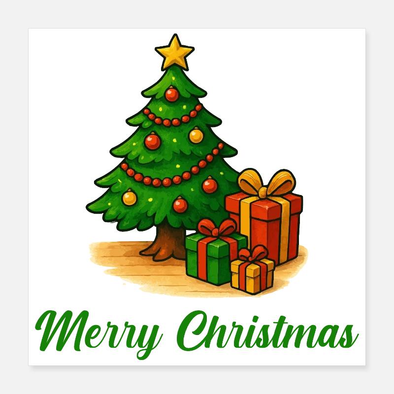 Weihnachtsbaum Geschenke Poster 40x40 cm