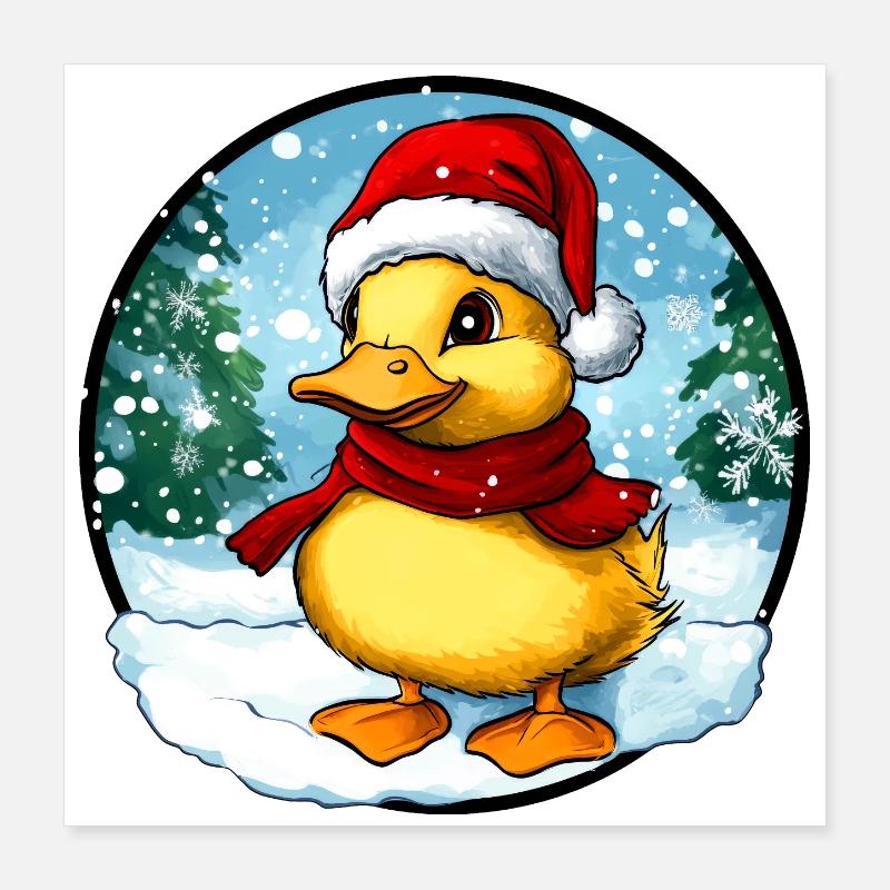 Weihnachtsmann Entchen Poster 40x40 cm