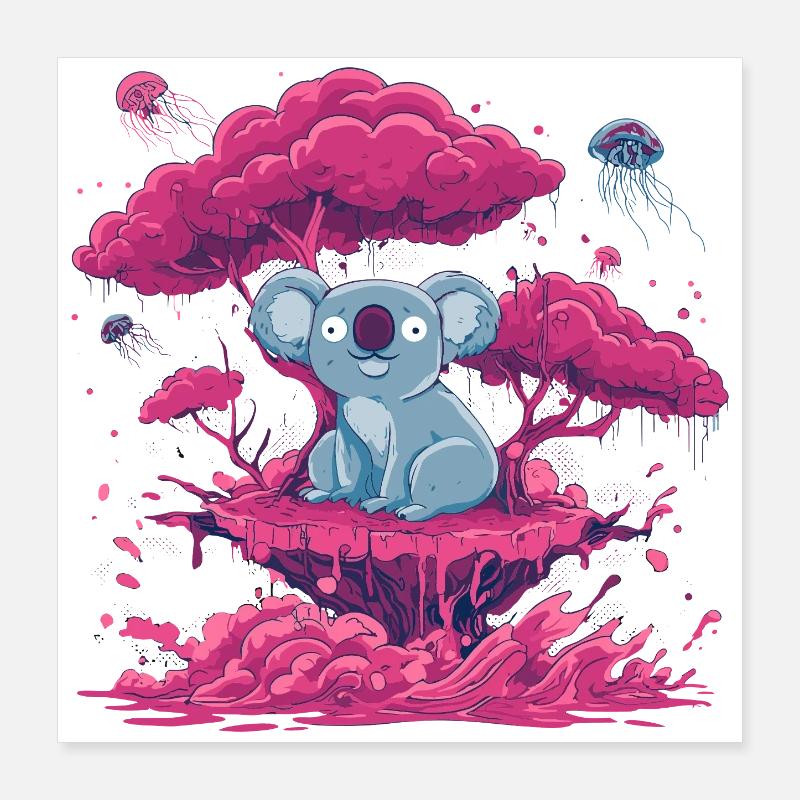 Koala dans la Forêt Rose Poster 40 x 40 cm
