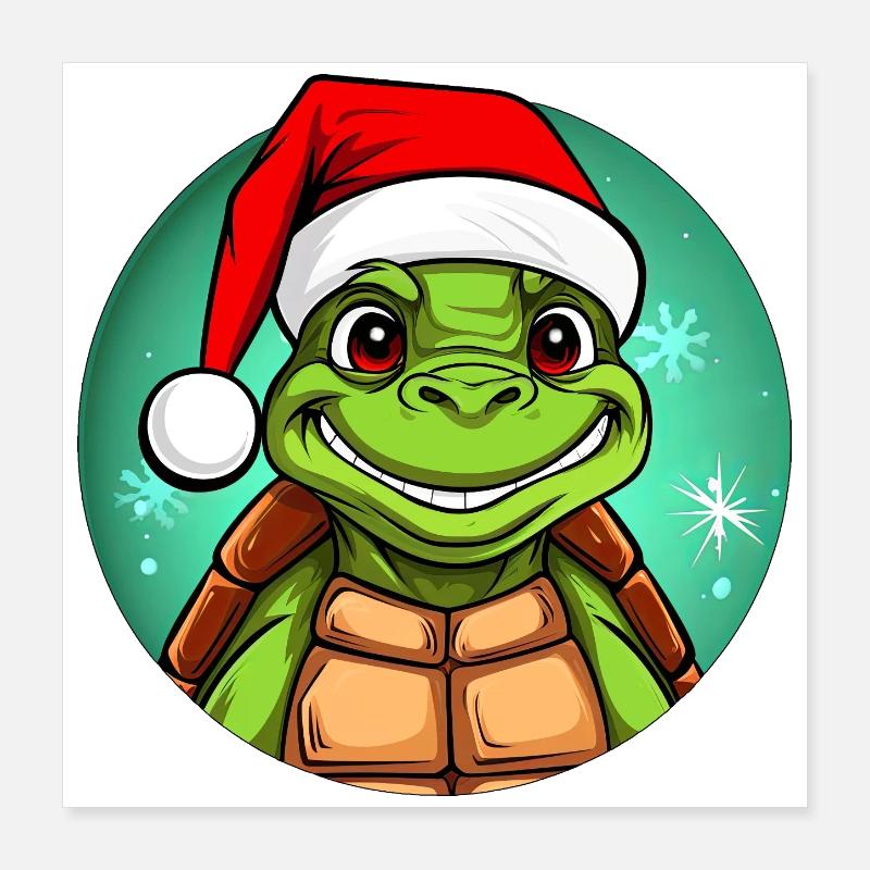 Tortue du Père Noël Poster 40 x 40 cm