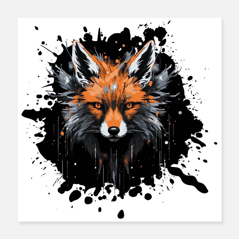 Fuchs Aquarell Poster 40x40 cm