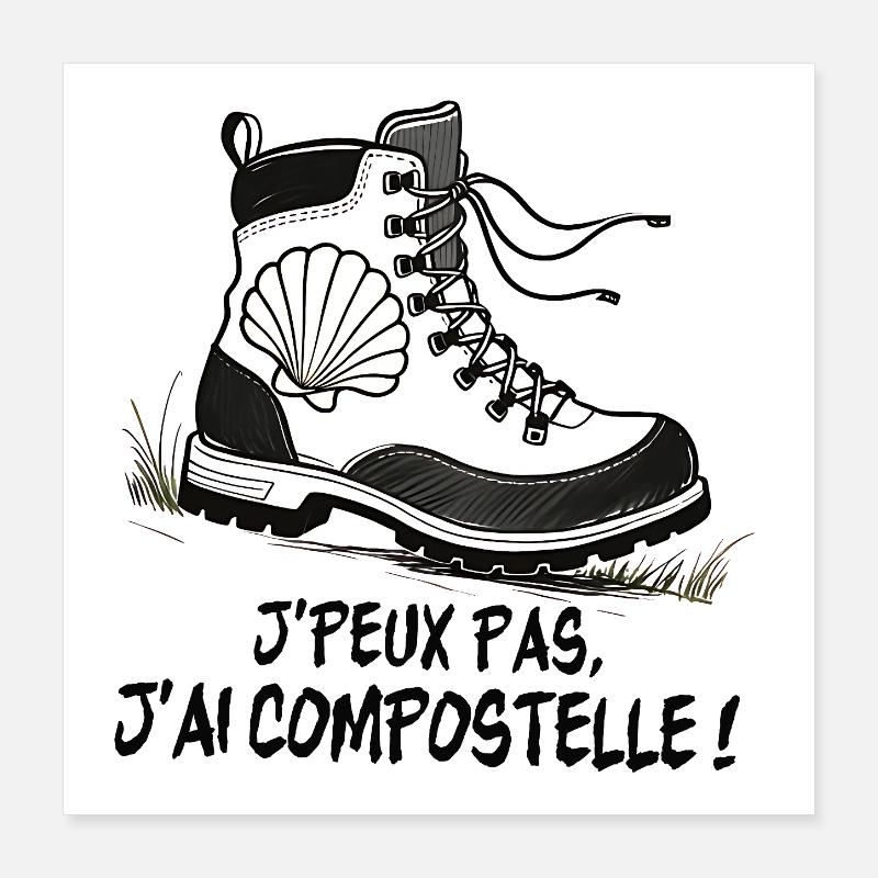 Wanderschuhschale von Compostela Poster 40x40 cm