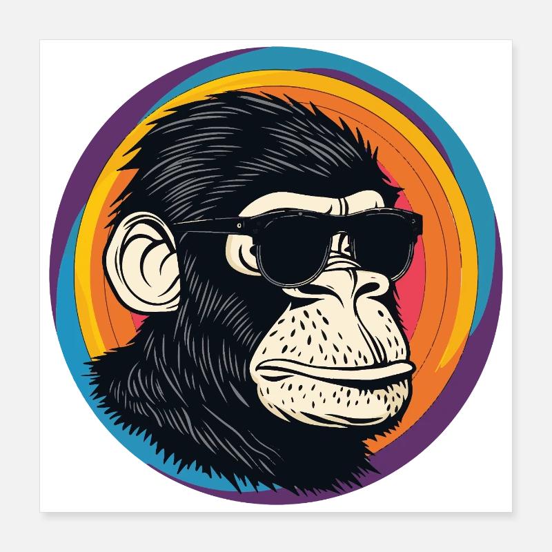 Affe Sonnenbrille Comic Poster 40x40 cm