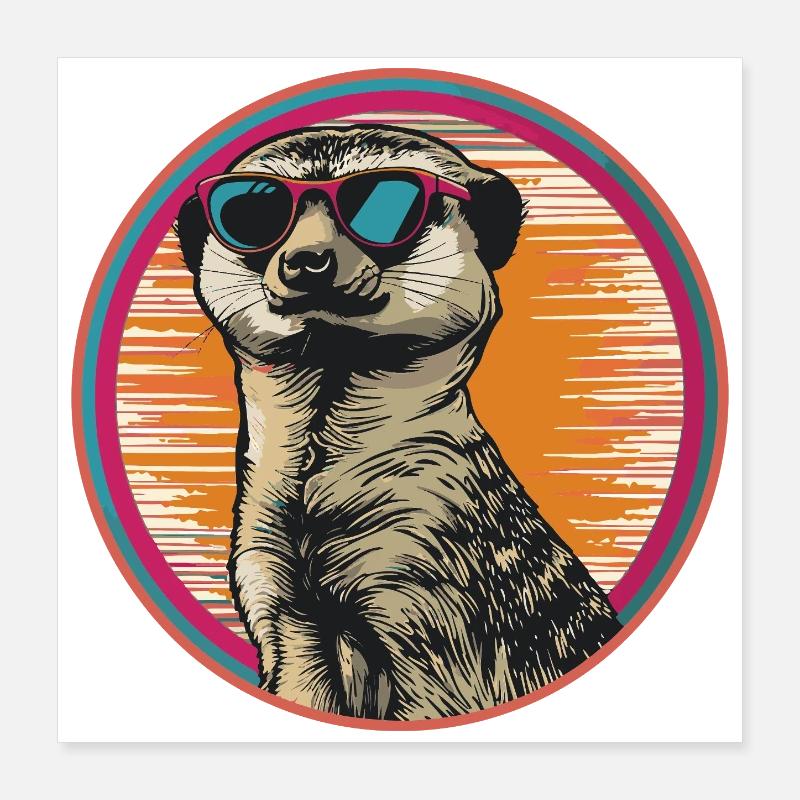 Erdmännchen mit Retro-Sonnenbrille Poster 40x40 cm