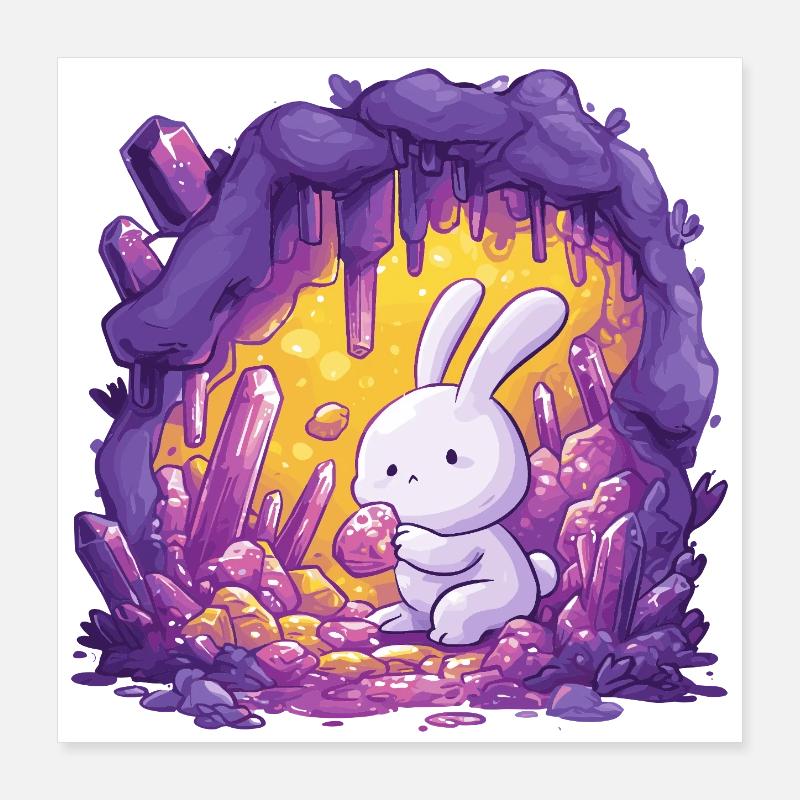 Le lapin dans la grotte de cristal Poster 40 x 40 cm