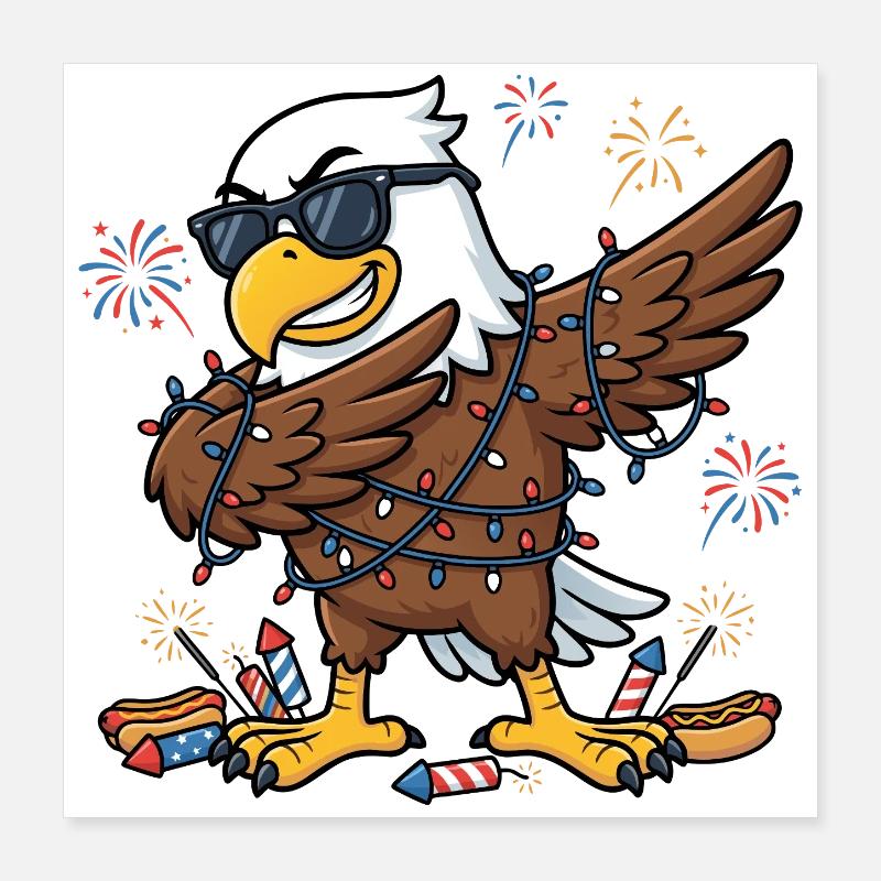 Funny dabbing eagle for the 4th of July Poster 16" x 16" (40x40 cm)