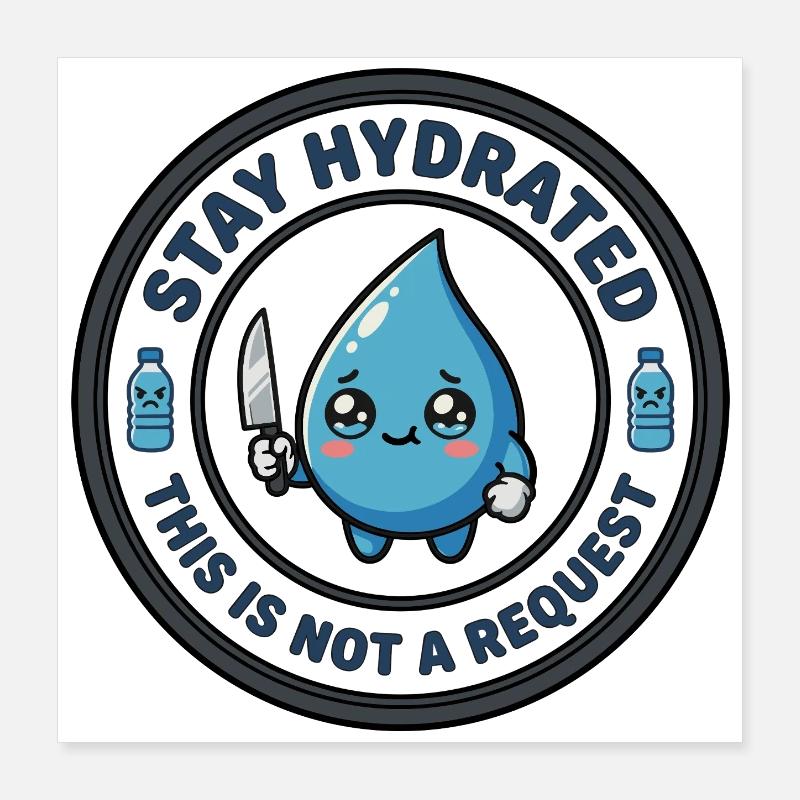Stay Hydrated Killer Cute Poster 16" x 16" (40x40 cm)