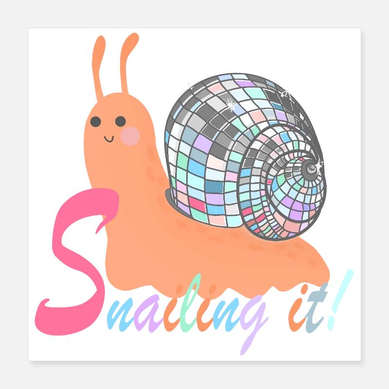 Escargot ! – Escargot coloré avec boule disco Poster 40 x 40 cm