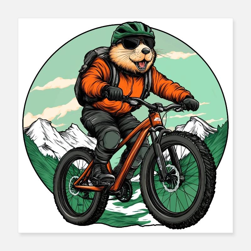 Biker Beaver Poster 40 x 40 cm