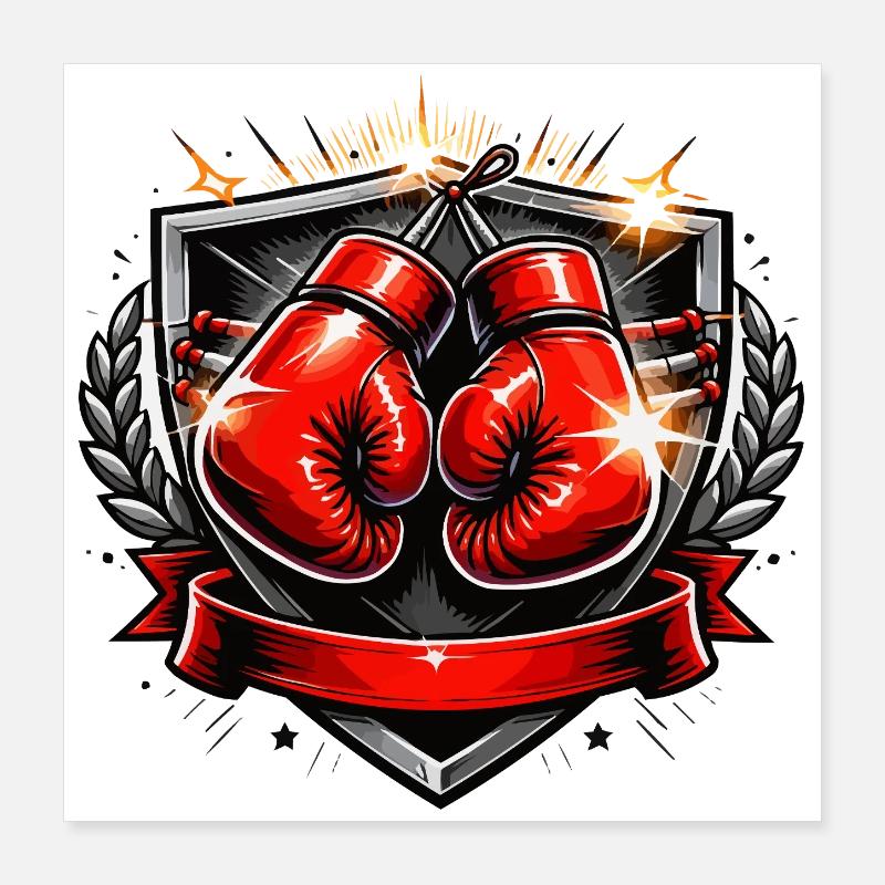 Boxing Glove Crest Design Poster 16" x 16" (40x40 cm)