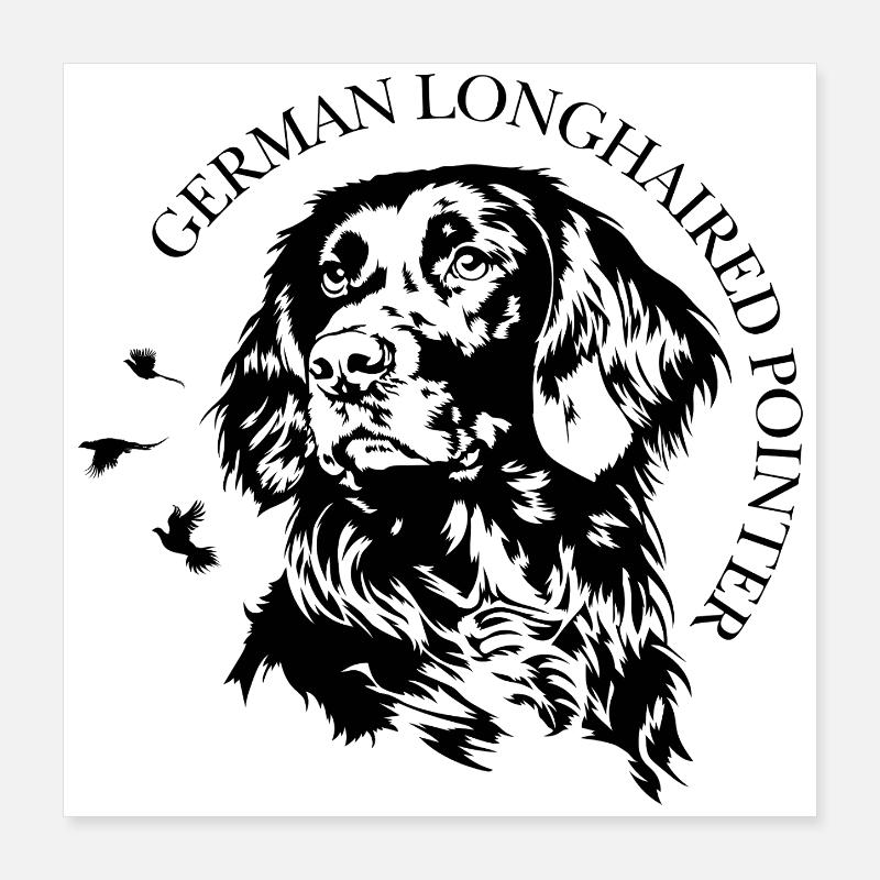 German Longhaired Pointer Jagdhunde Hunde Wilsigns Poster 40x40 cm